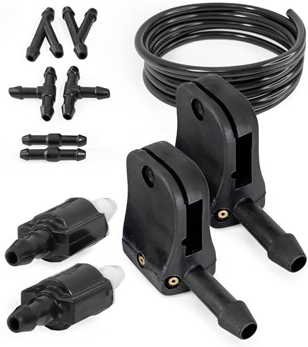 Click&Fit Scheibenwaschdüsen Rückventil Schlauch kompatibel mit Ford Transit, Mercedes Sprinter, VW Crafter LKW Minivan; 4-Wege-Wischerdüsen für 10-12 mm Wischerarm