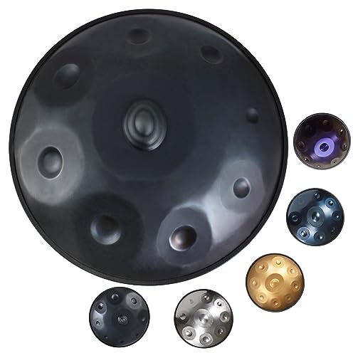 Handpan Drum D-Moll 432Hz/440Hz 9 Töne Handtrommel Handpan Steel Drum für professionelle Aufführungen (D3/A3/bB3/C4/D4/E4/F4/G4/A4) (Color : Schwarz, Size : 440Hz)