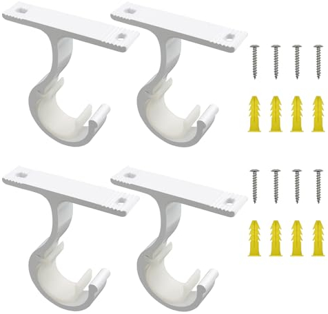 BORISCA 4 PCS Engrosamiento Soporte para Barra Cortina con 8 Juegos Accesorios Montaje Soporte Barra Cortina Techo Aleación de Aluminio Cortina Soportes Diámetro 25-28MM para Hogar Dormitorio Oficina