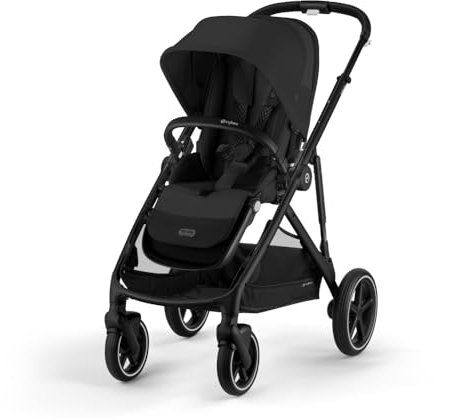 Cybex Gazelle S All-in-One Kinderwagen für Kleinkinder und Babys, über 20 modulare Konfigurationen, ergonomische Liegeposition fast flach, Einkaufskorb und kompakt zusammenklappbar, mondschwarz