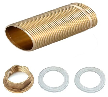 Einlochdeck Kalt Warmwasser Messing Rohrmuttern, Kaltwasserhahn Armaturen Nippel Kontermutter, Verlängerung Gewinderohr TAOZHUGONG (80 mm)