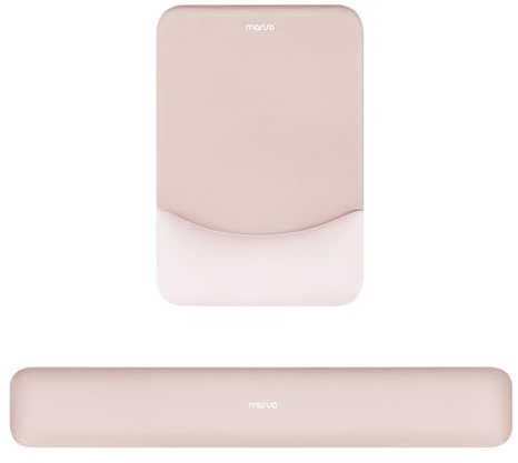 MOSISO Repose-Poignet pour Tapis de Souris&Clavier Set,Ergonomique Mouse Pad Antidérapante Rectangle Domicile/Bureau Soulagement Douleur,Repose Poignet Surélevé Courbé Mousse à Mémoire,Abricot