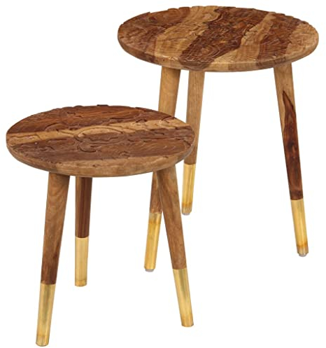 BUKSCYJS Couchtisch kleine Zimmer, Sofatisch, Wohnzimmertisch Couchtische 2 STK. MassivholzFür Wohnzimmer, Schlafzimmer, Büro, Eingang, Korridor