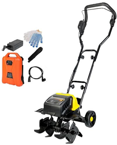 Motoculteur électrique 1500 W, cultivateur de sol de jardin, poignée pliable, largeur de labourage de 36 cm et profondeur de labourage de 22 cm, cultivateur réglable pour jardin de pelouse 12AH
