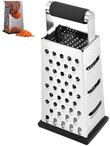 Lpitoy Râpe À Fromage Rectangulaire Robuste en Acier Inoxydable, Râpe À 4 Côtés avec Base Antidérapante