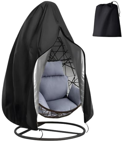 CRAZY SHARK Hängesessel Abdeckung Hängestuhl Schutzhülle Ei-Stuhlbezug 210D | Outdoor Egg Chair Cover Wasserdicht Winddichte Anti-Staub mit Reißverschluss Oxford Schwingsessel Abdeckhauben 190x115 cm