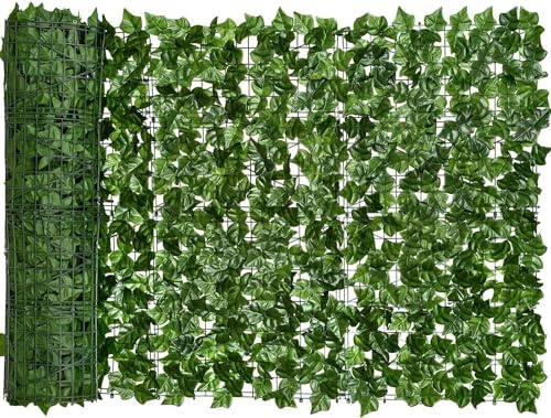 MF artSHOP Siepe Edera Finta in PVC, 1x3 m, per Giardino, Balcone, Decorazione Interna/Esterna, Pannello con Foglie Artificiali Anticaduta + Fascette per assemblaggio