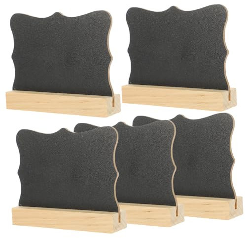 VILLCASE 5stücke Doppelseitige Kleine Kreidetafel Abwischbare Nachrichtentafel Aus Holz Mini-kreidetafel Für Tischdekoration Memo-tafel Mit Ständer Für Party Und Heimgebrauch