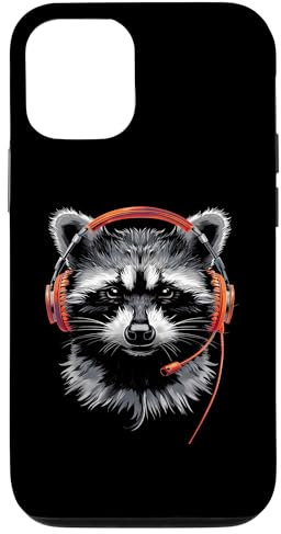 Coque pour iPhone 13 Pro Casque Raccoon DJ