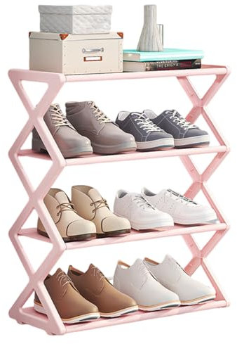 yulewiix Scaffale per Scarpe a 4 Livelli, Organizzatore per Scarpe Staccabile, Struttura Stabile di Grande capacità Armadio Scaffale per Scarpe da Ingresso per la Camera da Letto di casa Rosa
