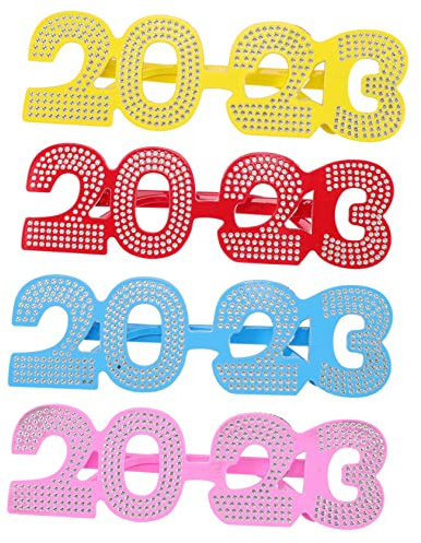 Cabilock 4 Stück 2023 Neujahrsbrille Kostümzubehör für das neue Jahr Party-Brillengestelle kinder ferngläser kinderferngläser Party-Brillenrequisiten Partygeschenke für das neue Jahr