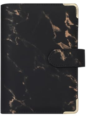 LiangYuanZen Binder Budget Notizbuch A6, 6 Löcher Budget mit Binder Taschen Budgetblätter, Etikettenaufklebern, Weiches Lineal Ringbuchordner,Geldplaner, Cash Stuffing. (black)