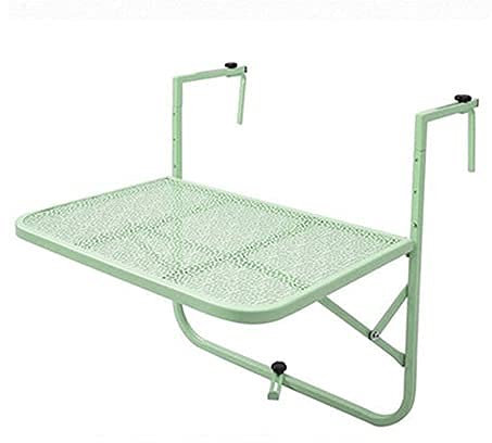 JXIPANUL Wärmeisolierter Klapptisch mit Türvorhang, kompakt, Stehtisch mit hängendem Geländer, höhenverstellbar, rostfrei, platzsparend für Terrasse, Balkon, Deck, grün, 60 x 39 x 40 cm