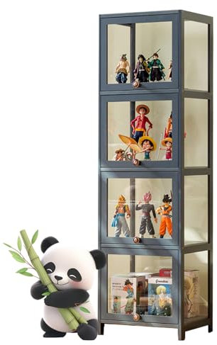 Ddasam Glas Acryl vitrine, setzkasten mit scheibe, Vitrine für Sammlerstücke, Wohnzimmerschrank, durchsichtige Vitrine für Wohnzimmer und Büro Schwarz140×40×33cm,Vitrine mit 4 Fächern