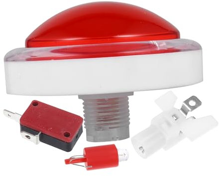 ADOCARN Led Spielsummer Mit Rotem 100mm Kunststoffknopf Beleuchteter Gaming Buzzer Wiederverwendbarer Party Summer Für Spielkonsolen Und Quiz Spiel