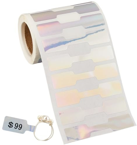 SOFPLATE 500 Stück Selbstklebende Preisaufkleber Schmuck Preisschilder Identifikation Bunt Metallisch Silber Blanko Kraftpapier Rechteckig Basteletiketten Für Halsketten Armbänder Kleidung Schmuck Dis