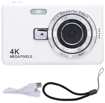 Cámara Digital para Fotografía, Cámara Vlogging 4K 50MP para Youtube con Pantalla IPS de 2,4 Pulgadas, Cámara con Zoom Digital 16X, Cámara Selfie Compacta Antivibración para (32GB)