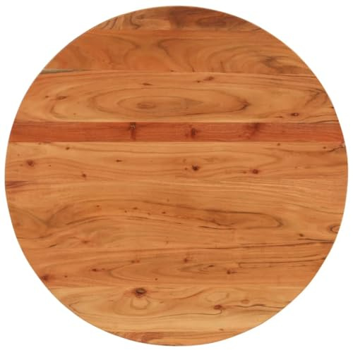 Myheimly Tischplatte, Holzplatte für Tisch Esstisch Couchtisch, Ersatztischplatte Rund, Massivholzplatte,Akazienholz (naturbelassen),70 cm,25 mm