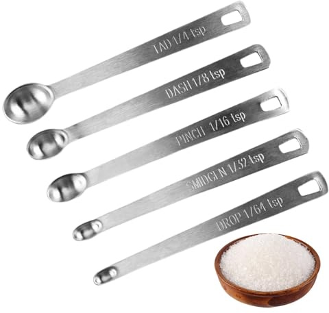 Cucchiai dosatori in metallo | Cucchiai dosatori in acciaio inox | Cucchiai dosatori piccoli | Set di 5 cucchiai dosatori | Cucchiai dosatori per condimenti | Cucchiai dosatori per ingredienti secchi