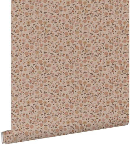 papier peint fleurs rose terracotta 53 cm x 10.05 m - ESTAhome