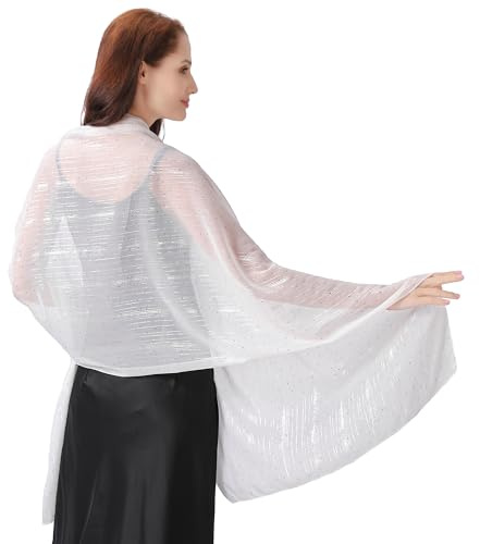Ladiery Damen Schals und Tücher für Abendkleider, Leichtes Weiches Chiffon mit Glitzernden Strasssteinen, Formelle Schals und Tücher für Hochzeiten