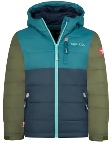 Trollkids Kids Hemsedal Snow Jacket 140, Dark Marine/Pine Green