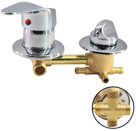 4Way Shower Faucet Mixer Brass Bath Taps with Threaded Connection Adjustable 9/10/12.5/14.5cm Center Distance Ideal for Shower Cabins or Steam Rooms (9cm Threaded)
