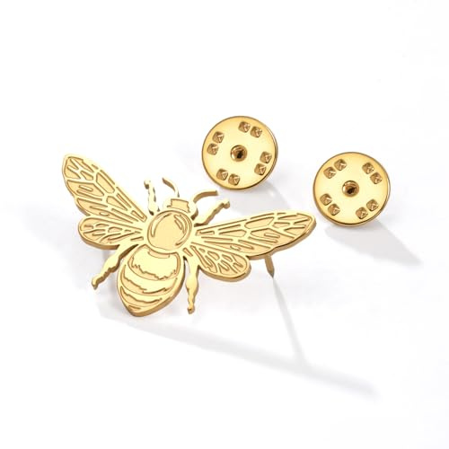 Broche vintage en forme d'abeille à double tête debout sur le thème des insectes