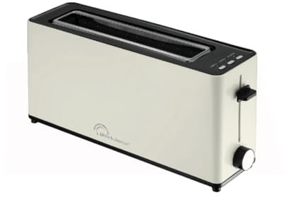 LITTLE BALANCE 8829 Happy Toast, tostapane tostato, 1 fessura lunga, 1 fetta baguette, termostato 7 posizioni, scongelamento, cassetto raccogli briciole, 900 W, avorio