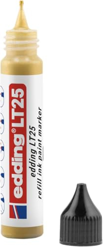 edding LT 25 Nachfülltinte Lackmarker – gold – 25 ml – mit Tropfenspender, zum schnellen Nachfüllen fast aller Paint Marker – Refill Set, Auffüllen statt Wegschmeißen