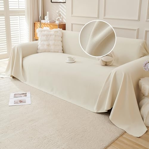 VanderHOME Funda Impermeable Sofa Suave Plaid Sofa Mantas Decorativas para sofás Dormitorio Sala de Estar Sencillo Diseño Resistente a Los Arañazos y Duradera 180 * 280cm-Beige