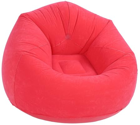 Wakects Aufblasbarer Loungesessel, Aufblasbares Sofa, Beflocktes PVC, Tragbar, Zusammenklappbar, für Wohnzimmer, Schlafzimmer, Balkon, Büro, Reisen, mit 80 Kg Tragkraft (Rot)