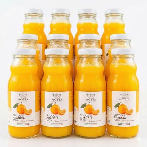Consorzio Motta - Succo di Arancia 100% Succo Naturale Senza Conservanti, Ricco di Vitamine, Pack 12x 200 ml, Prodotto in Calabria