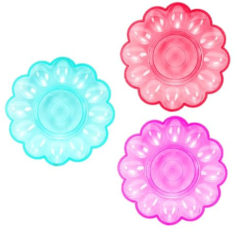Gatuida Set da 3 Vassoi Portauova in Plastica 24x3 Cm, Cartone Riutilizzabile per Conservare e Organizzare Uova in Frigorifero, Portauova Multifunzionale a Tema Pasquale Colore Casuale