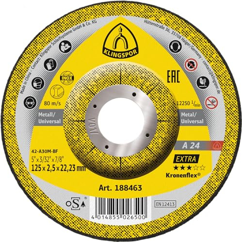 Klingspor A 24 EX Disque à tronçonner 125 x 2,5 x 22,23 mm gekrümmt 25 pièces