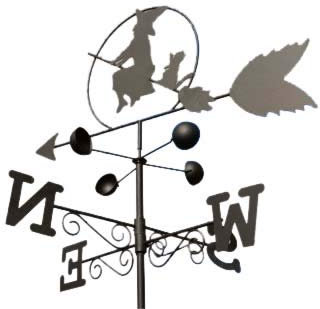 Weathervane - WITCH steel weathervane with ground spike and wall fixing.