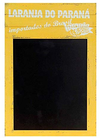 quantio Nostalgische Holz-Kreide-Tafel - Schultafel - Kreidetafel - Memoboard - Notiztafel - Wandtafel - Küchentafel - Antik Look - Memotafel, Farbe:Gelb