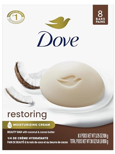Dove Restoring Beauty Bar Soap, Coconut & Cocoa Butter, I 8 Count 3.75 oz