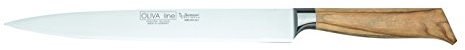 Burgvogel Solingen Tranchiermesser 26 cm geschmiedet Olivenholz, Oliva Line, rostfrei, deutsches Aufschnittmesser, hell, scharf, Braun Beige, A 10“ = 26 cm, 6880.926.26.0