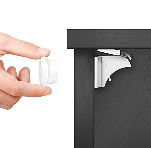 Dokon Chiusure Sicurezza Bambini (10 Serrature + 2 Chiavi) Bambino Serrature Magnetiche di Sicurezza per Armadietto, Cassetto, Armadio, Non Necessitano Attrezzi, Con forte Adesivo