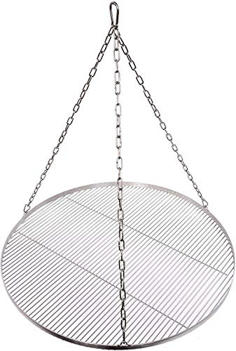 Grillrost Ø 100 cm mit Kette Edelstahl 4 mm Grillstabdicke Stababstand 10 mm für Schwenkgrill BBQ Dreibein
