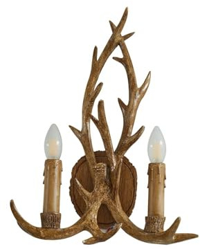 Lindby Wandleuchte, Wandlampe Innen Fibi (Landhaus Vintage Rustikal) in Braun (2 flammig E14) - Wandstrahler Wandbeleuchtung Schlafzimmer/Wohnzimmer Wohnzimmerleuchte