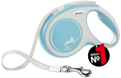flexi® Comfort M Gurt 5 m hellblau, Roll-Leine für Hunde bis 25 kg