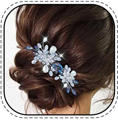 Edary Kristall Haarschmuck Hochzeit Silber Strass Haarspange Braut Haarnadeln für Frauen und Mädchen (2 Stück)