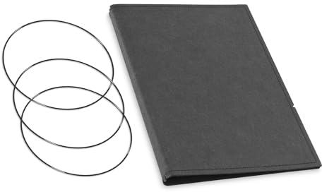 A5, revolutionäres, nachhaltiges X17-Konzept für Notizbuch Personal Organizer und Terminplaner/Hülle für 2 Hefte! Vegan, Deutsches Zellulose-Material, schwarz, Made in Germany