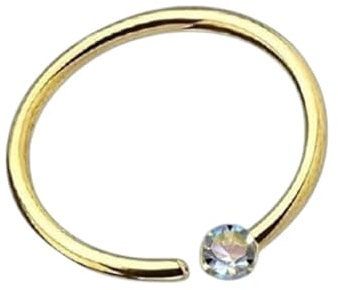 Ringe I NASENRING I Massives 585 Echtgold mit echtem Diamant I Maße: 0,6 x 10 x 1,4 mm I Die Echtheit des nebenstehend beschriebenen Artikels wird hiermit garantiert I POLI 46008-10 I