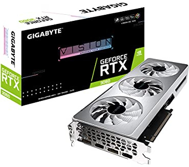 Gigabyte GeForce RTX 3060 Vision OC 12G (REV2.0) Carte Graphique, 3 Ventilateurs WINDFORCE, 12 Go 192 Bits GDDR6, GV-N3060VISION OC-12GD REV2.0 Carte vidéo