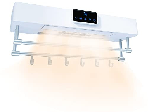 SHARNDY Scaldasalviette intelligente con timer integrato e funzione di asciugatura aria, 500W, Metallic, Alluminio