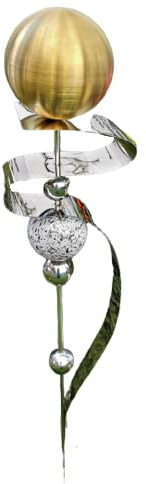 Jürgen Bocker Garten-Ambiente Gartenstecker Skulptur Saturn 160 cm aus Edelstahl poliert mit obere Kugel Edelstahl Gold matt gebürstet