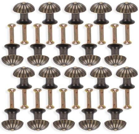 HERCHR 20Pcs Mini Vintage Schrank Schubladengriffe, 18mm Schrankknöpfe Bronze Antik Küchenknöpfe Mit Schrauben, Mini Türknauf Mit Schrauben Bronze Schmuckschatulle Ziehgriff Für Schubladen
